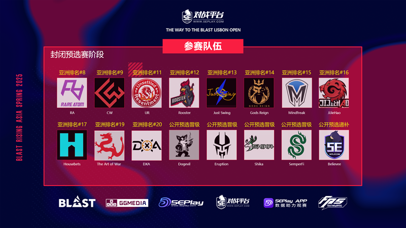 BLAST里斯本2025亚洲预选赛——封闭预选赛赛事信息